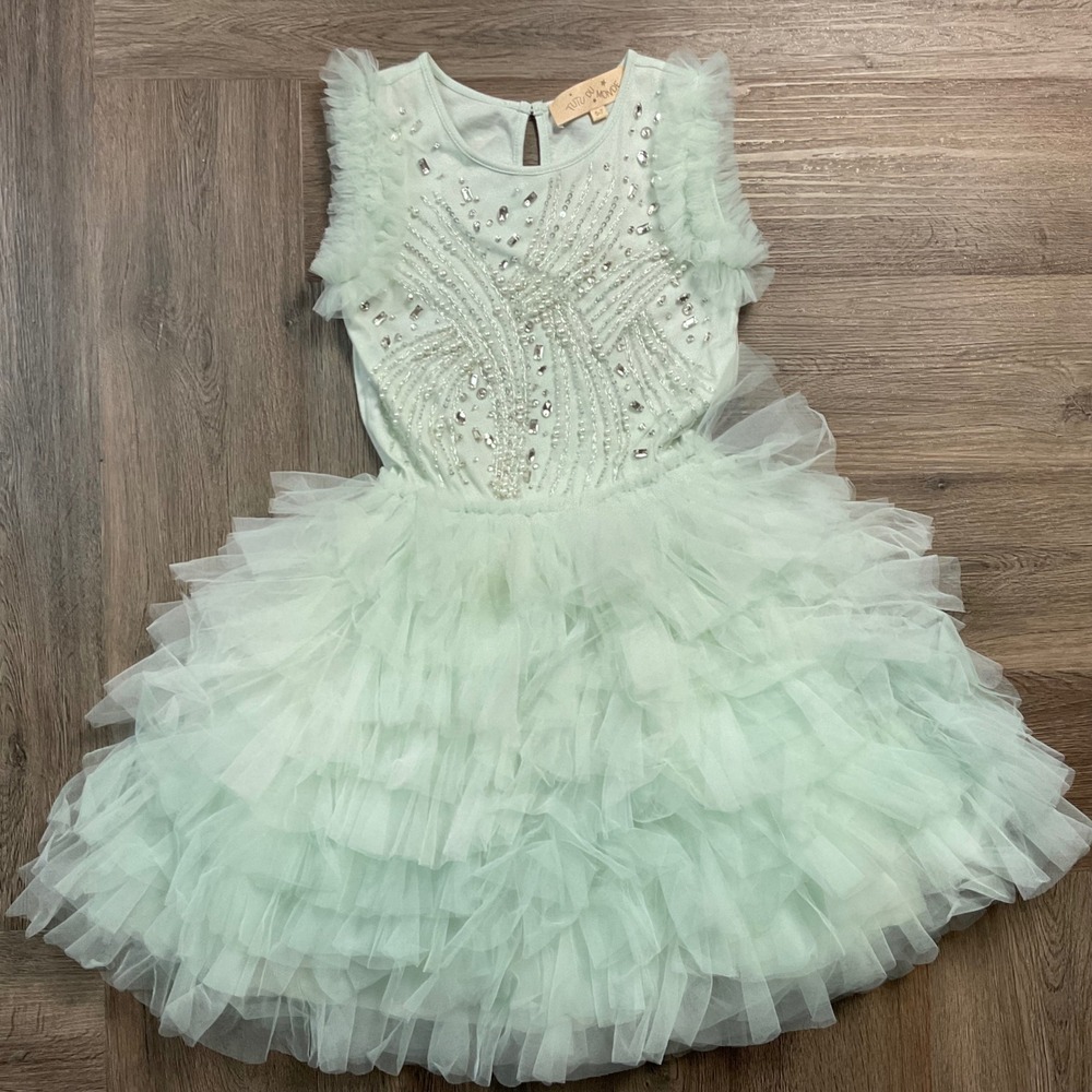 Tutu‎ Du Monde Star Cluster Embellished Tutu Dress Girls 6-7 Mint Green Party